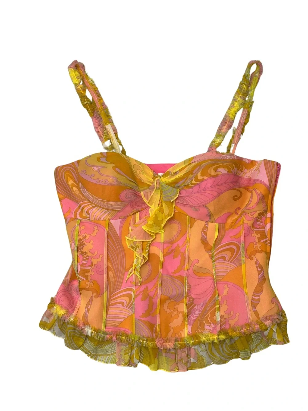 Vintage Liz Elana 100% Silk Ruffle Corset Top - Y2K Fairycore Size 10 - Picture 3 of 13